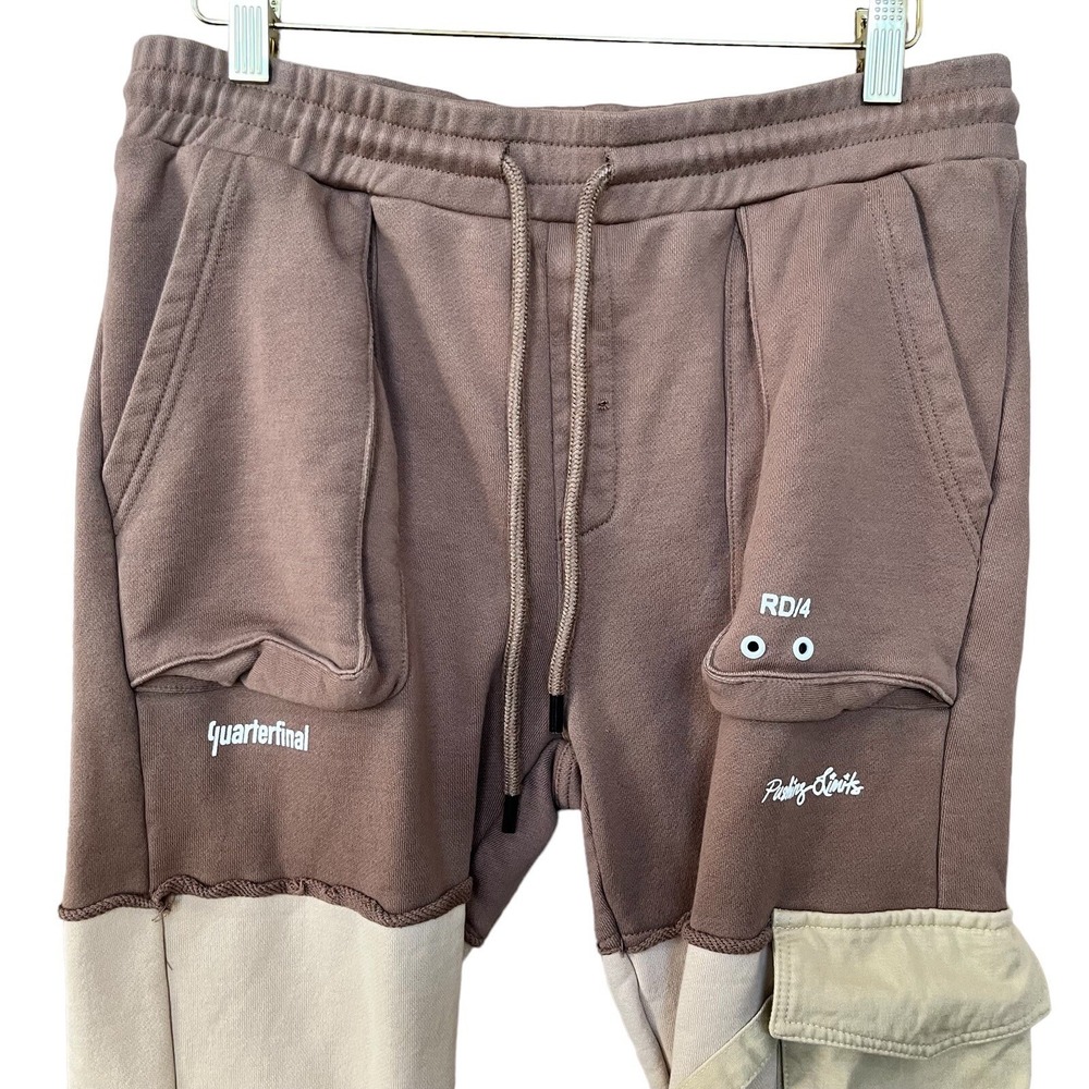 Quarterfinal Cargo Sweatpants RD/4 Mens Medium Beige Tan Pushing Limits Casual - Picture 4 of 15